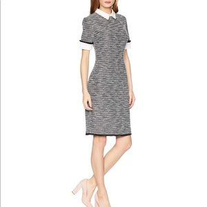 Ivanka Trump Collared Tweed Fringe Sleeve Dress